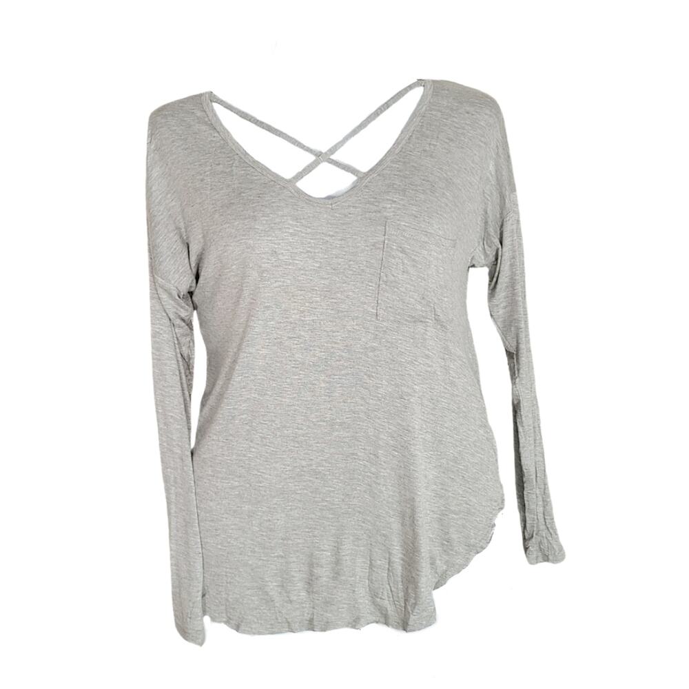 NWT no boundaries gray long sleeve top with pocket size xl